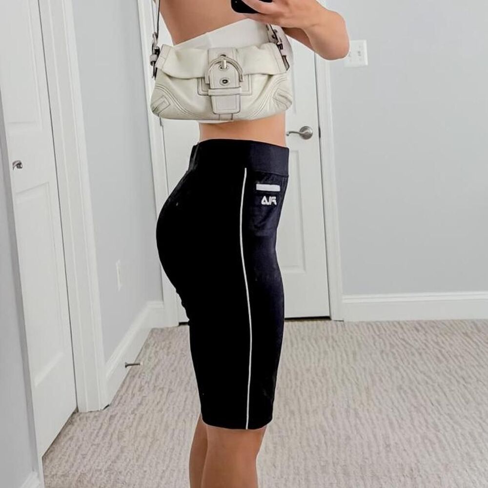 90s sport black capris with pocket and piping